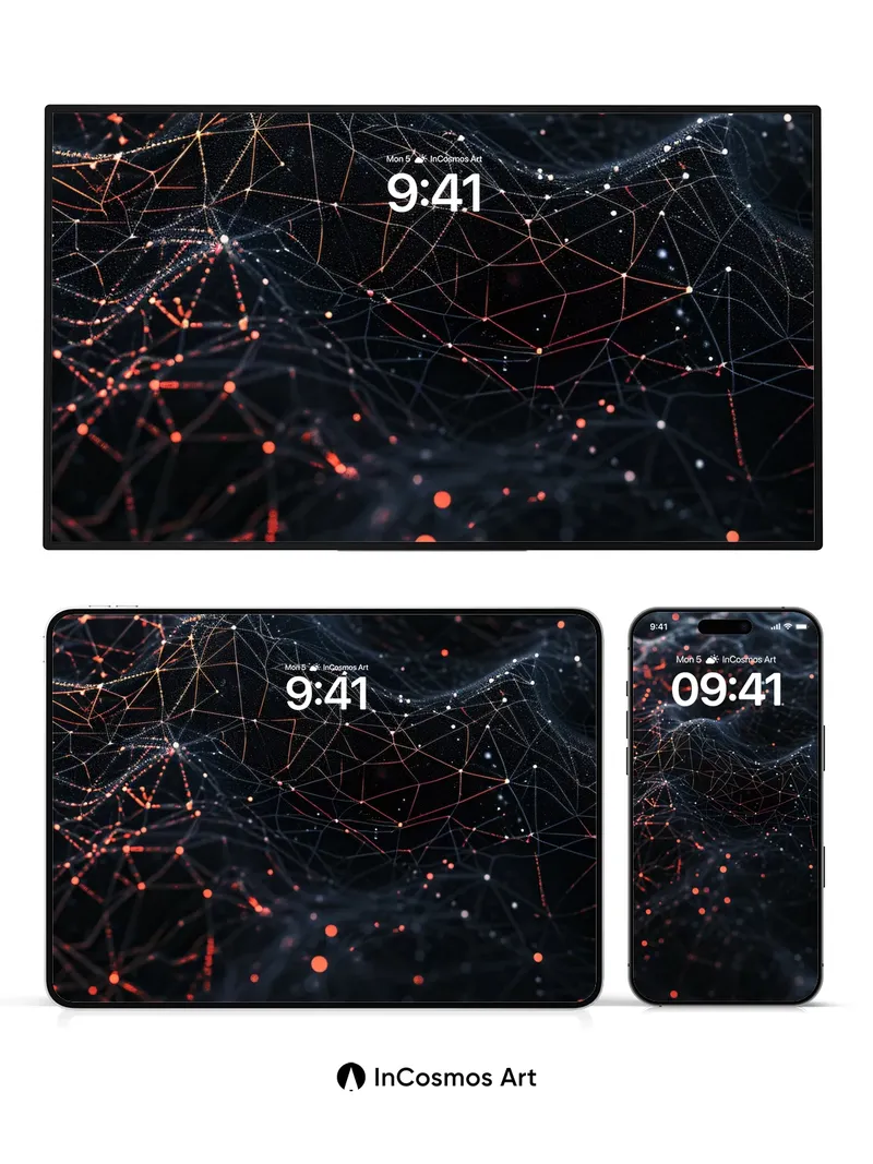 Neon Web Wallpaper with Pulse Lines