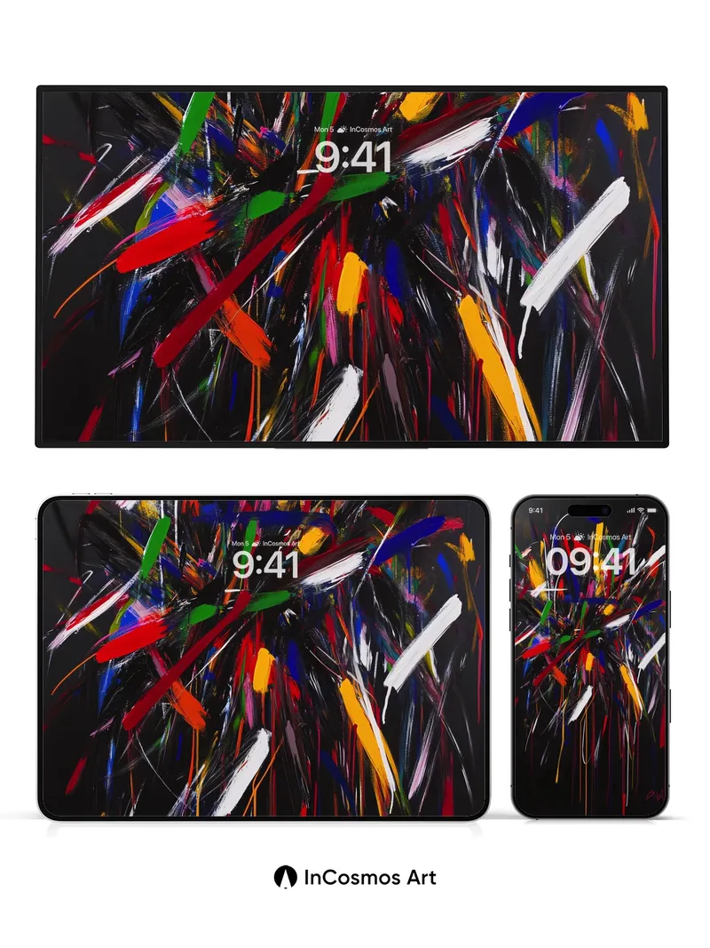 Explosive Chroma Wallpaper with Dynamic Splatter