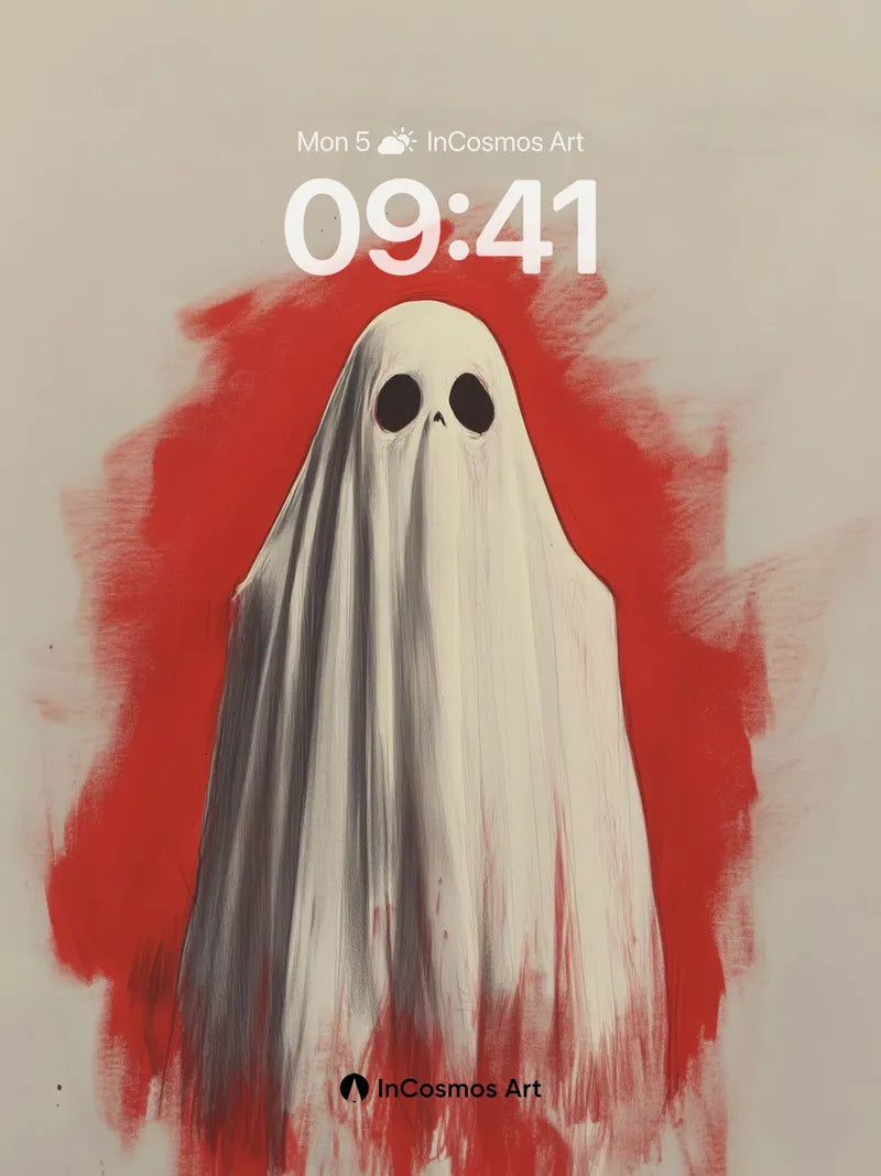 Silent Specter Wallpaper with Crimson Veil wallpaper for iPhone, iPad & Mac