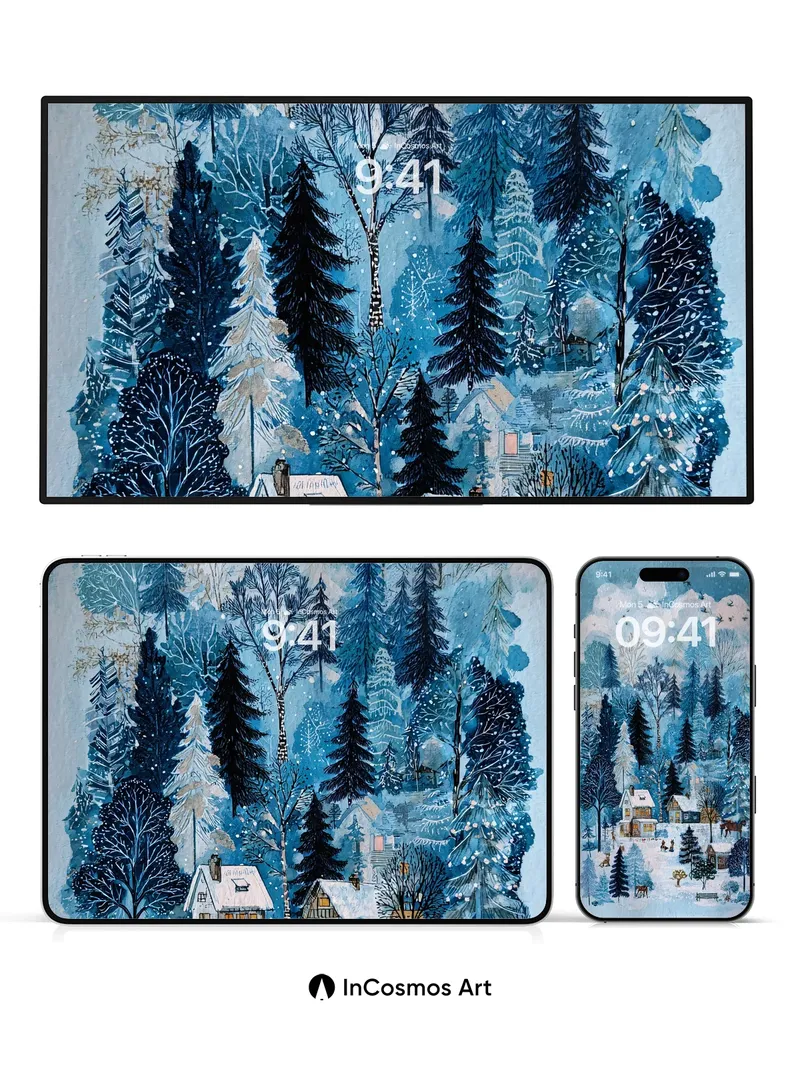 Frosted Forest Wallpaper with Moonlit Whispers