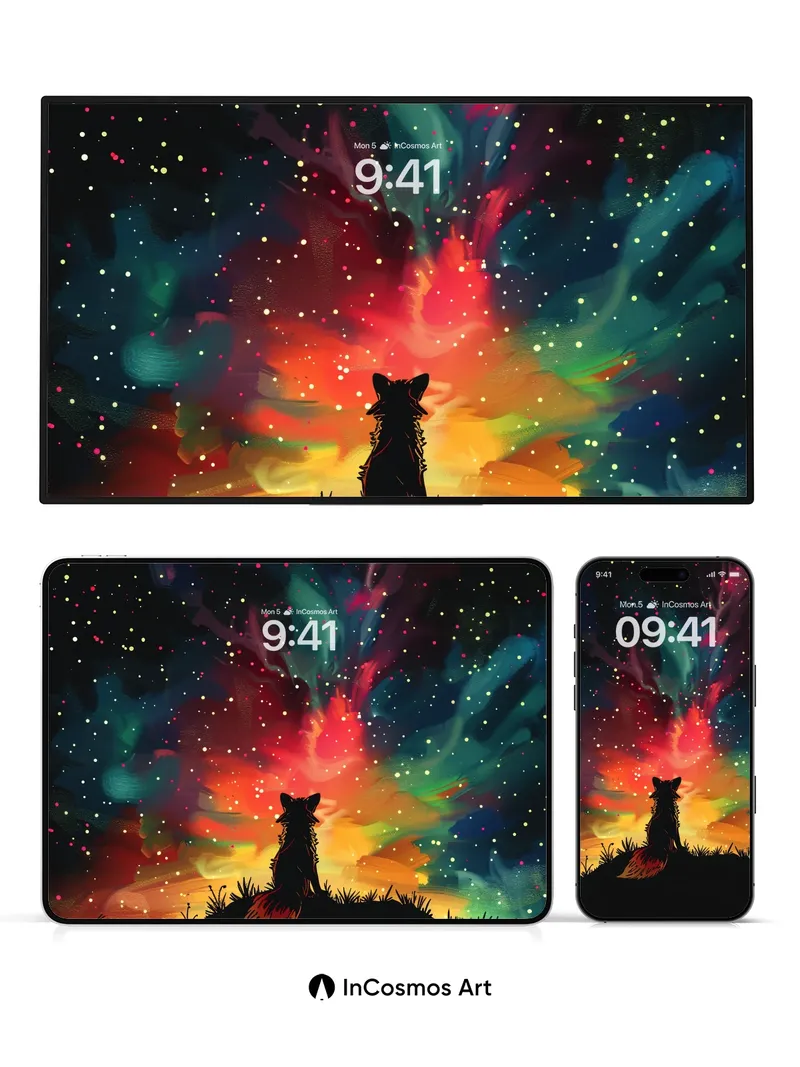 Cosmic Fox Wallpaper with Nebula Breath