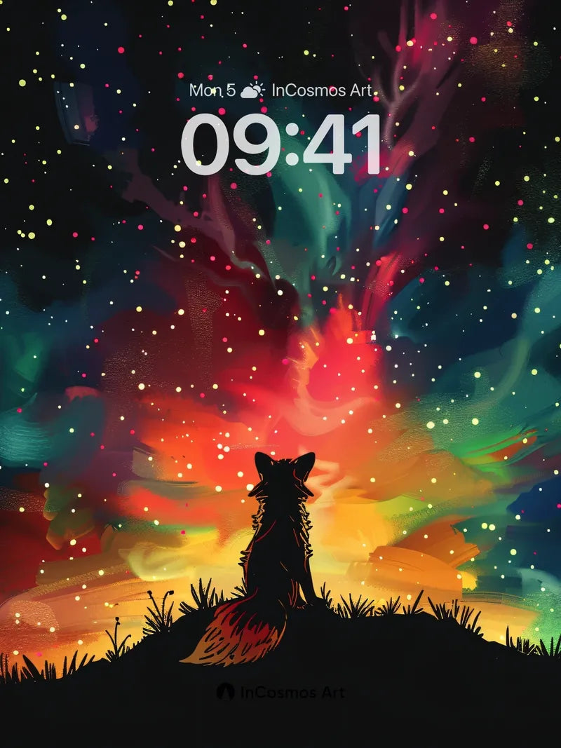 Cosmic Fox Wallpaper with Nebula Breath wallpaper for iPhone, iPad & Mac