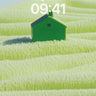 Serenity Meadow Wallpaper with Tiny Green House wallpaper for iPhone, iPad & Mac