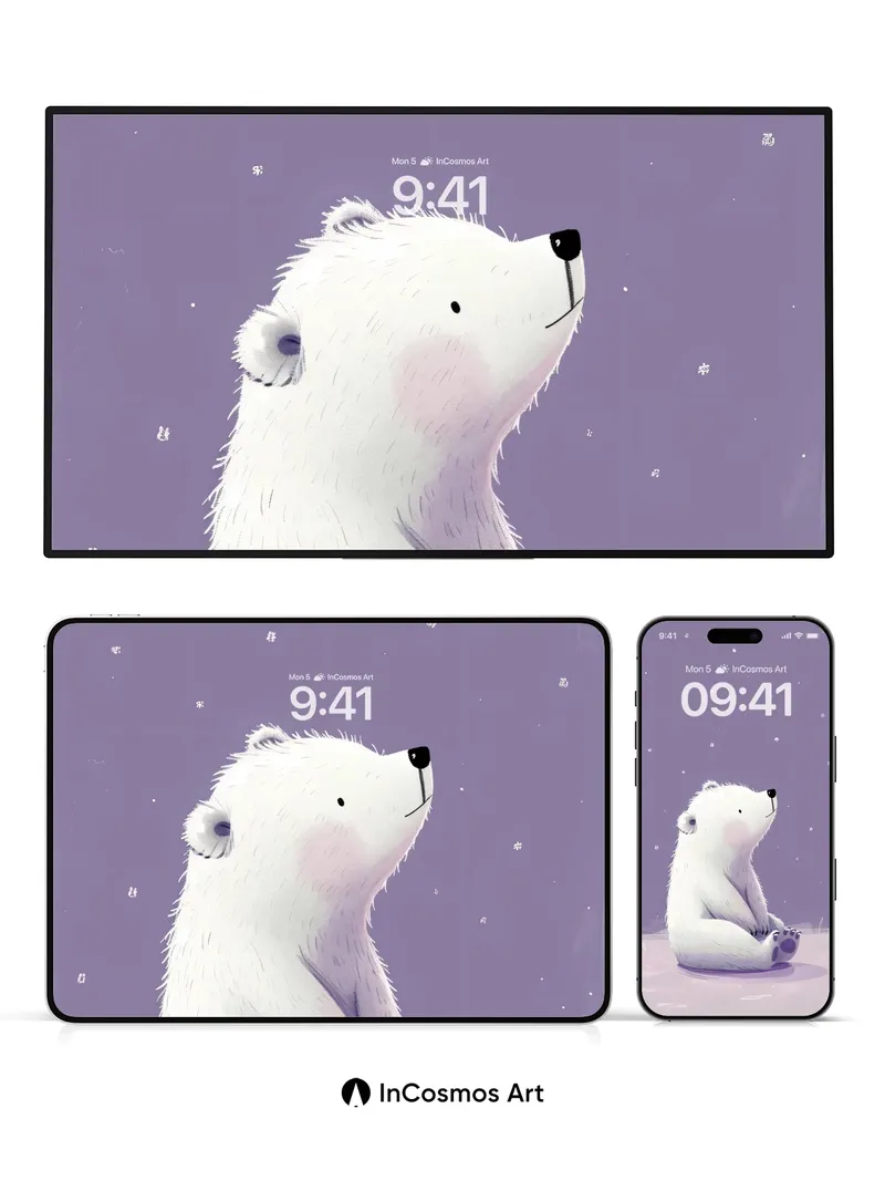 Serene Polar Bear Wallpaper with Starlit Hush