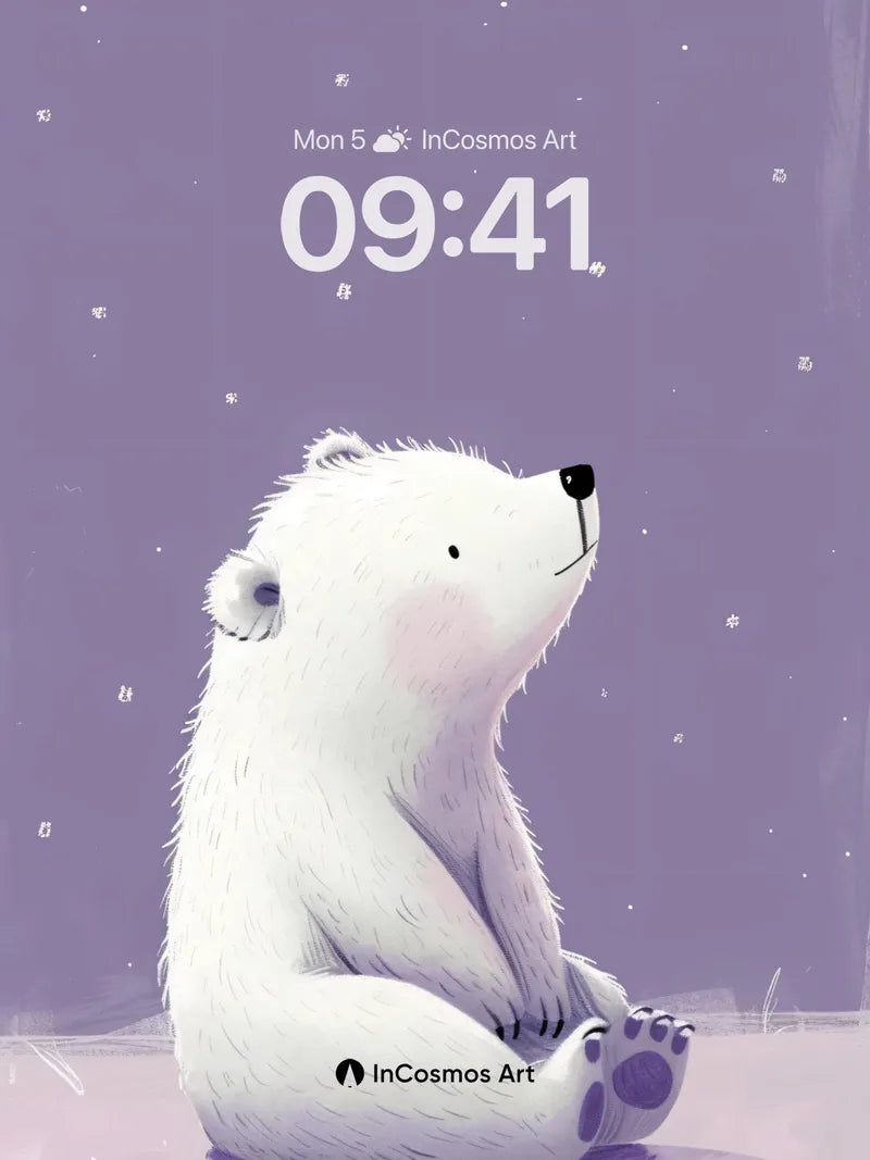 Serene Polar Bear Wallpaper with Starlit Hush
