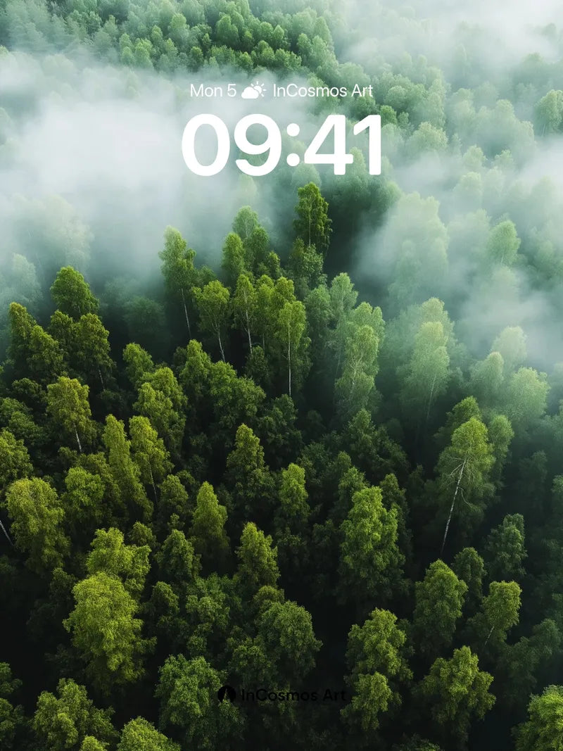 Mist-Crowned Forest Wallpaper with Whispering Canopy wallpaper for iPhone, iPad & Mac