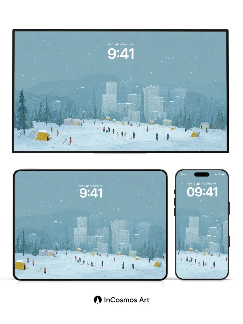 Frozen Echo Wallpaper with Snowfall Silence