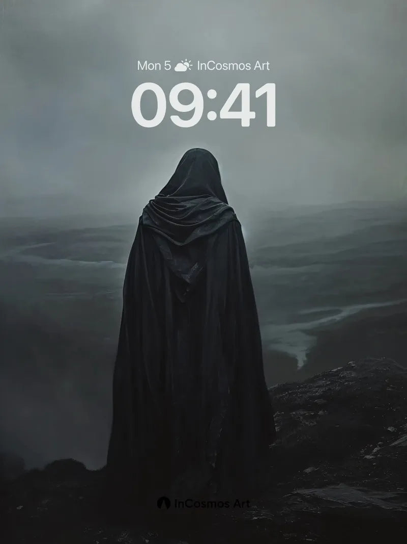 Shadowed Cloak Wallpaper with Mist-Covered Cliffs wallpaper for iPhone, iPad & Mac