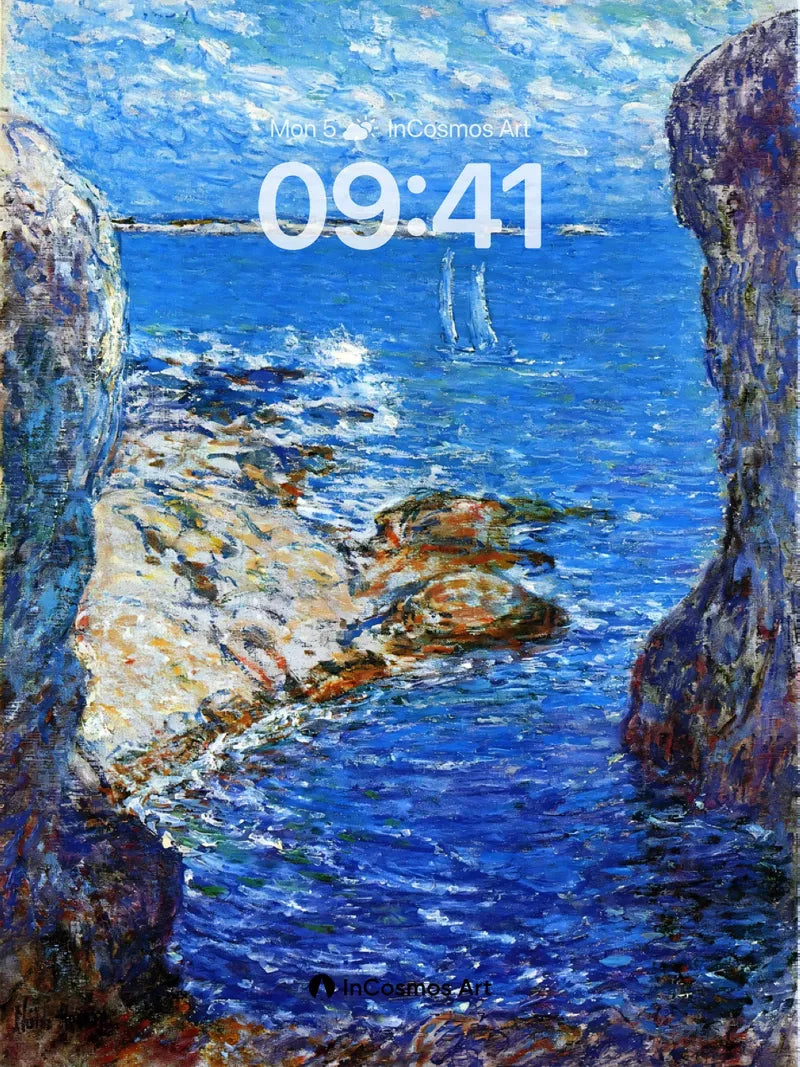 Azure Passage Wallpaper with Monet's Brushstroke