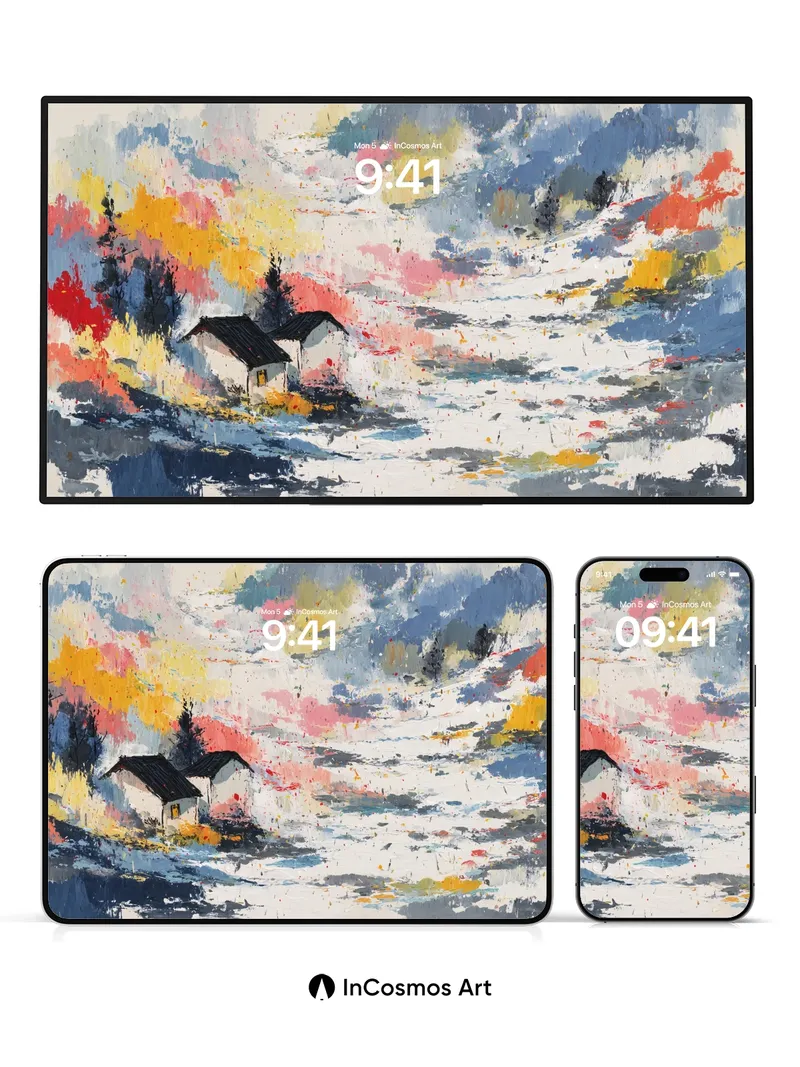 Whispering Snowfall Wallpaper with Autumn Hues