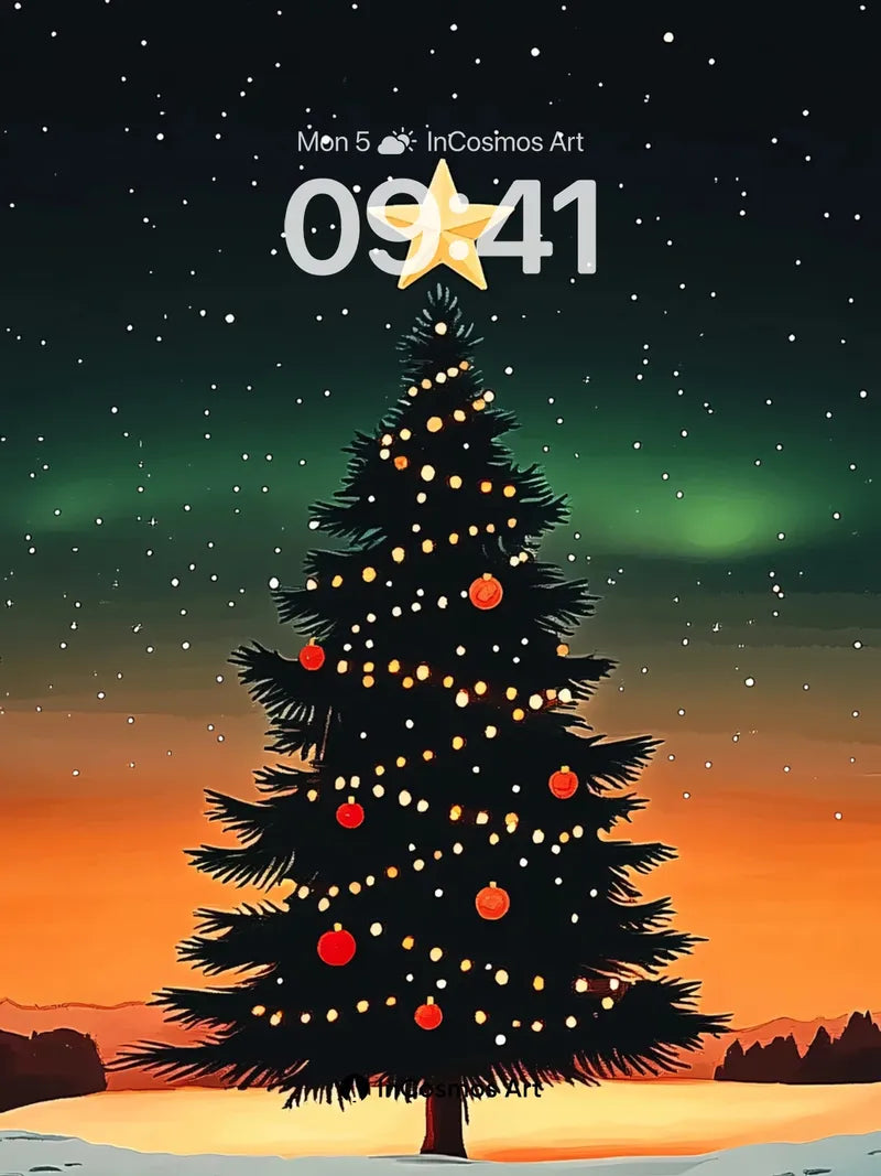 Starry Solitude Wallpaper with Northern Light Glow