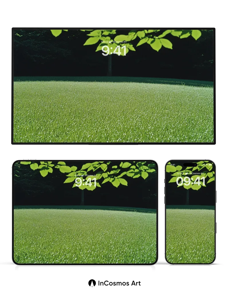 Serene Canopy Wallpaper with Sunlit Grass