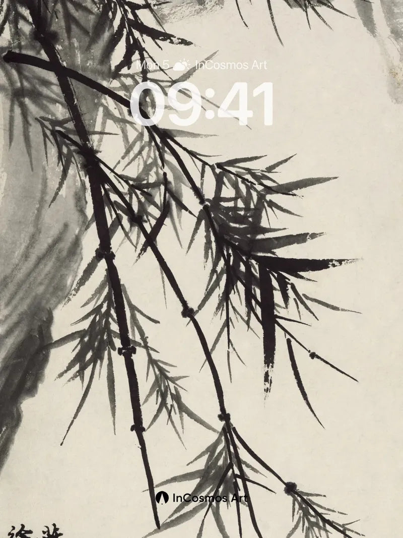 Serenity in Ink Wallpaper with Bamboo Whispers