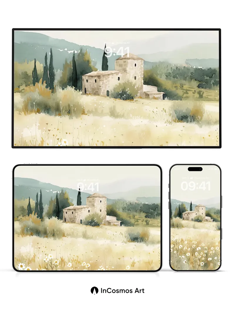 Serenity Field Wallpaper with Stone Silence