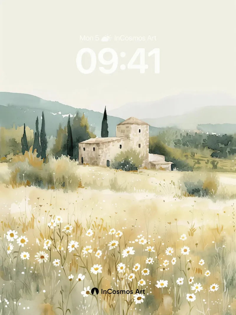 Serenity Field Wallpaper with Stone Silence