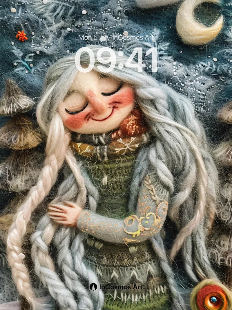 Whispering Frost Wallpaper with Yarn-Weaved Dreams