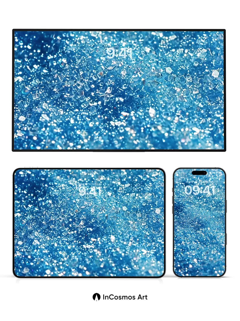 Luminous Ice Crystal Wallpaper with Sparkling Depth