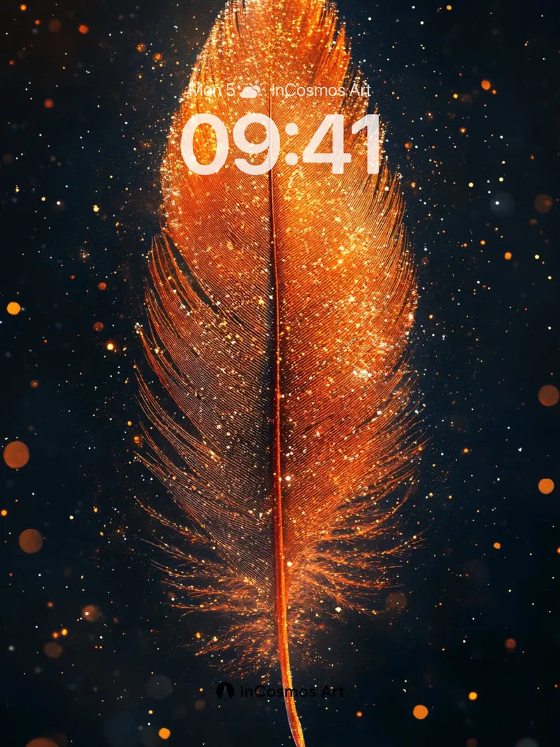 Luminous Feather Wallpaper with Cosmic Dust wallpaper for iPhone, iPad & Mac