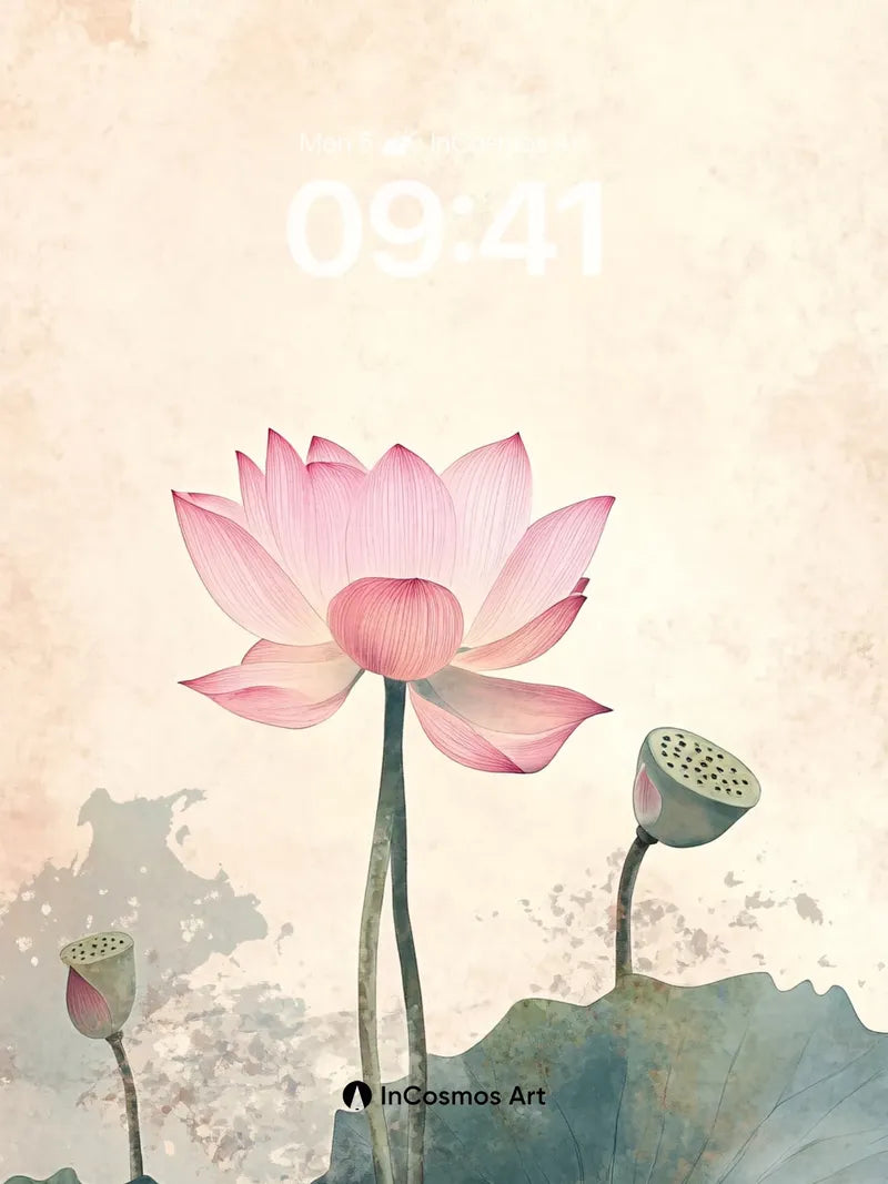 Serenity Bloom Wallpaper with Antique Ink