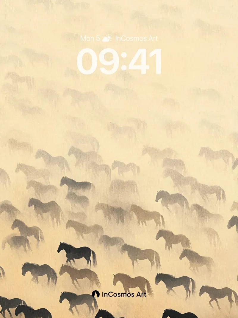 Dusty Mirage Wallpaper with Ghost Horses
