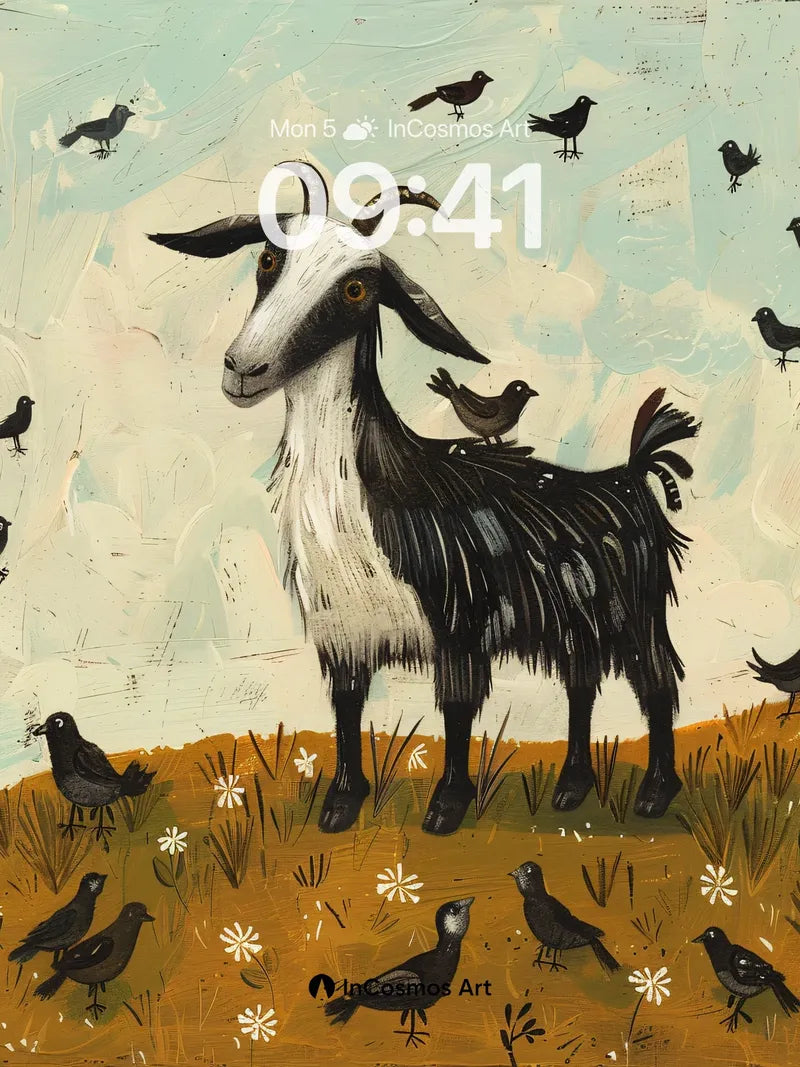 Whispering Goat Wallpaper with Feathered Shadows