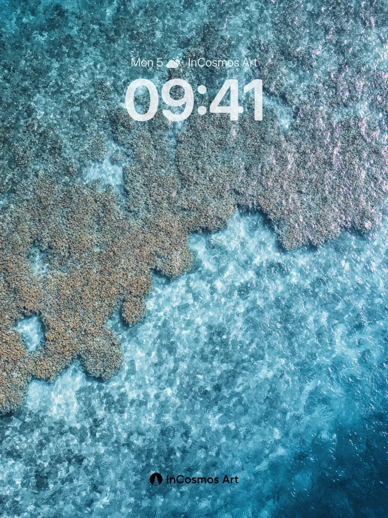 Turquoise Depths Wallpaper with Coral Fractals