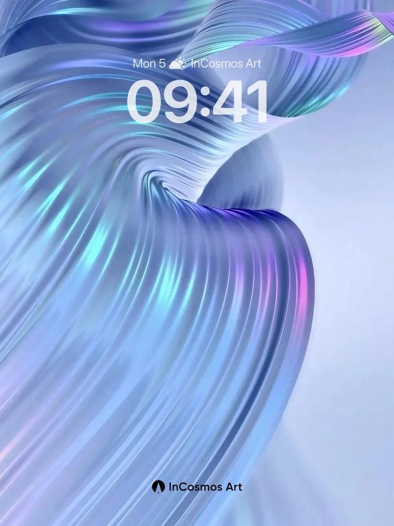 Luminous Wave Wallpaper with Iridescent Flow