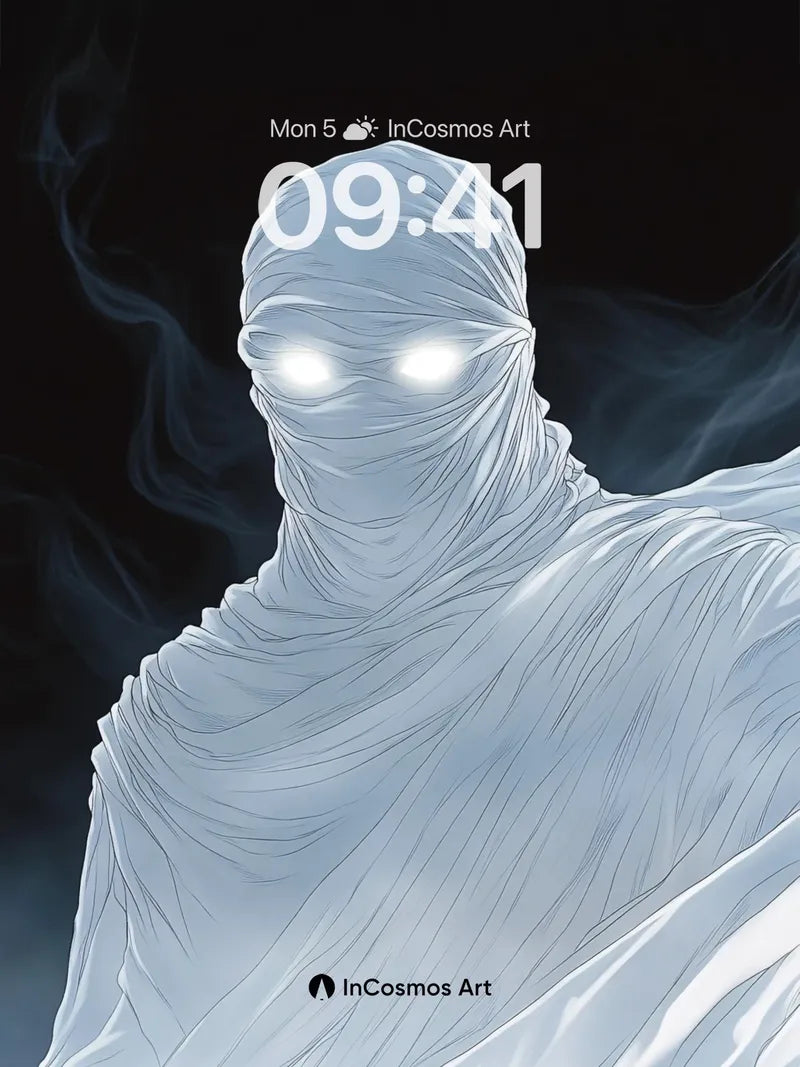 Ethereal Veil Wallpaper with Glowing Eyes