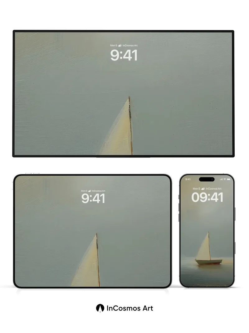 Serenity Sail Wallpaper with Misty Horizon