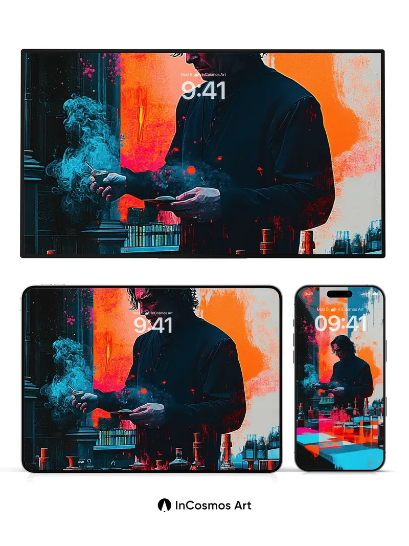 Surreal Alchemist Wallpaper with Neon Elixir