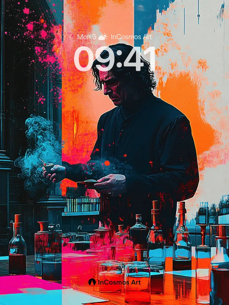 Surreal Alchemist Wallpaper with Neon Elixir