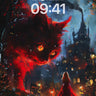 Glowing Ember Cat Wallpaper with Gothic City Veil wallpaper for iPhone, iPad & Mac