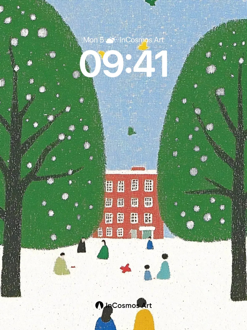 Snowfall Stillness Wallpaper with Whispering Trees