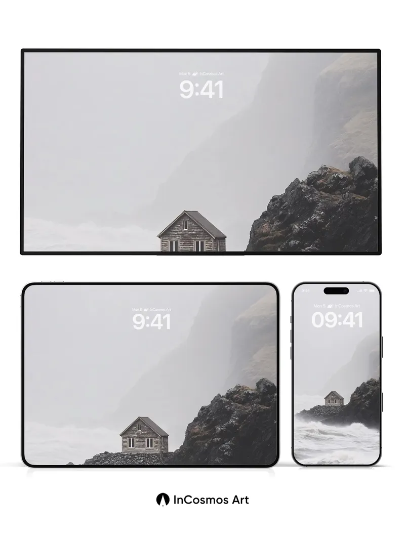 Solitary House Wallpaper in Storm's Embrace