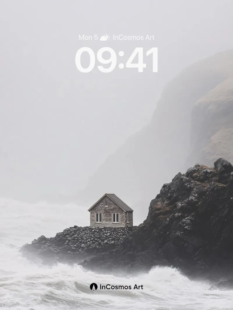 Solitary House Wallpaper in Storm's Embrace