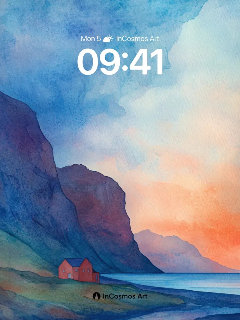 Crimson Hut Wallpaper at Dusk's Edge wallpaper for iPhone, iPad & Mac