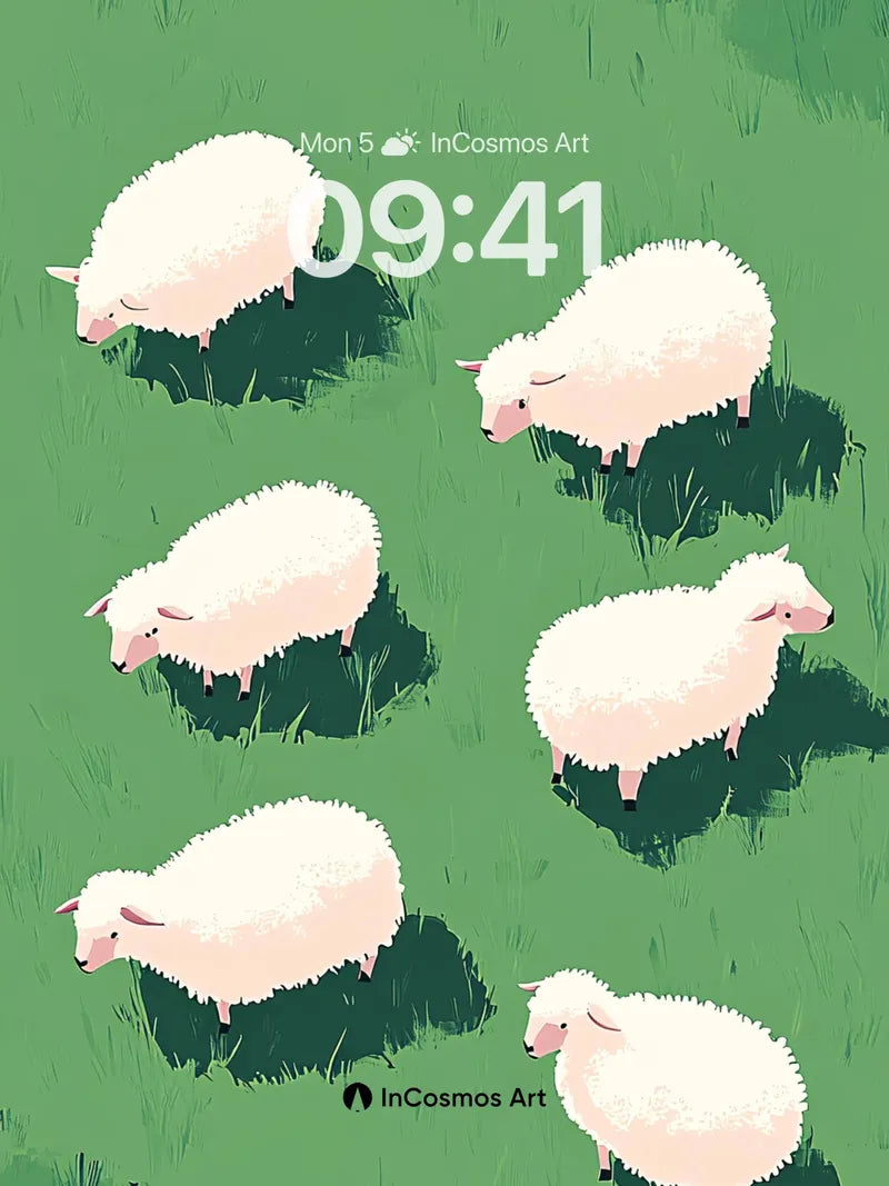 Serenity Flock Wallpaper with Woolen Whispers wallpaper for iPhone, iPad & Mac