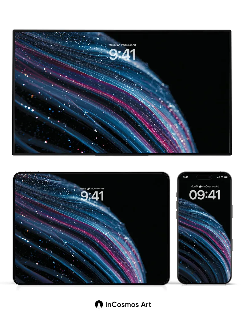 Cosmic Veil Wallpaper with Starlight Trails