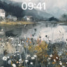 Misty Reflections Wallpaper with Wildflower Whispers wallpaper for iPhone, iPad & Mac