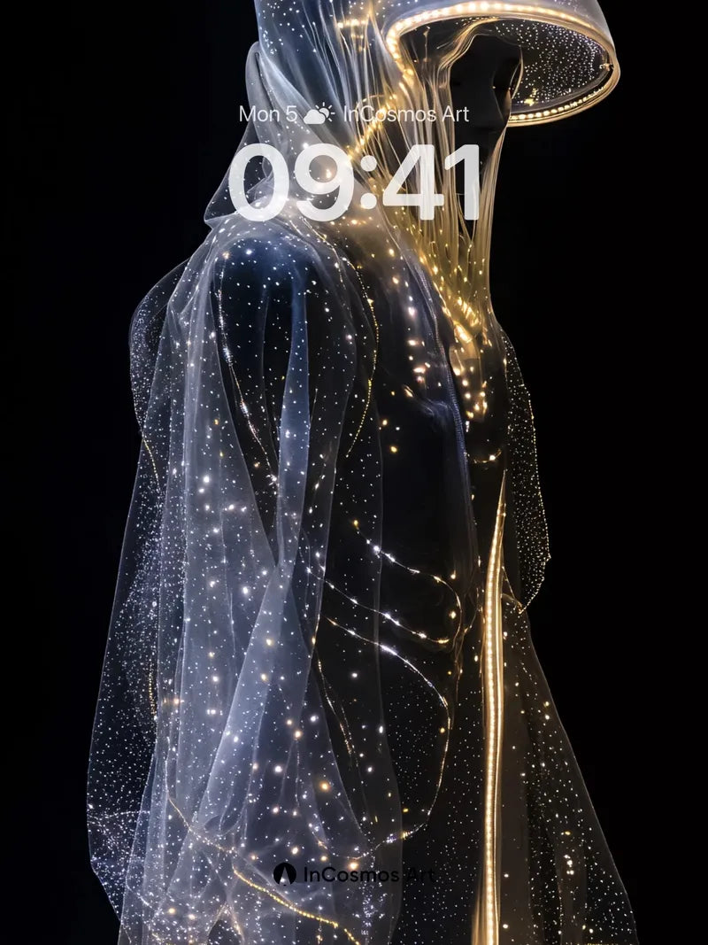 Stellar Veil Wallpaper with Golden Threads