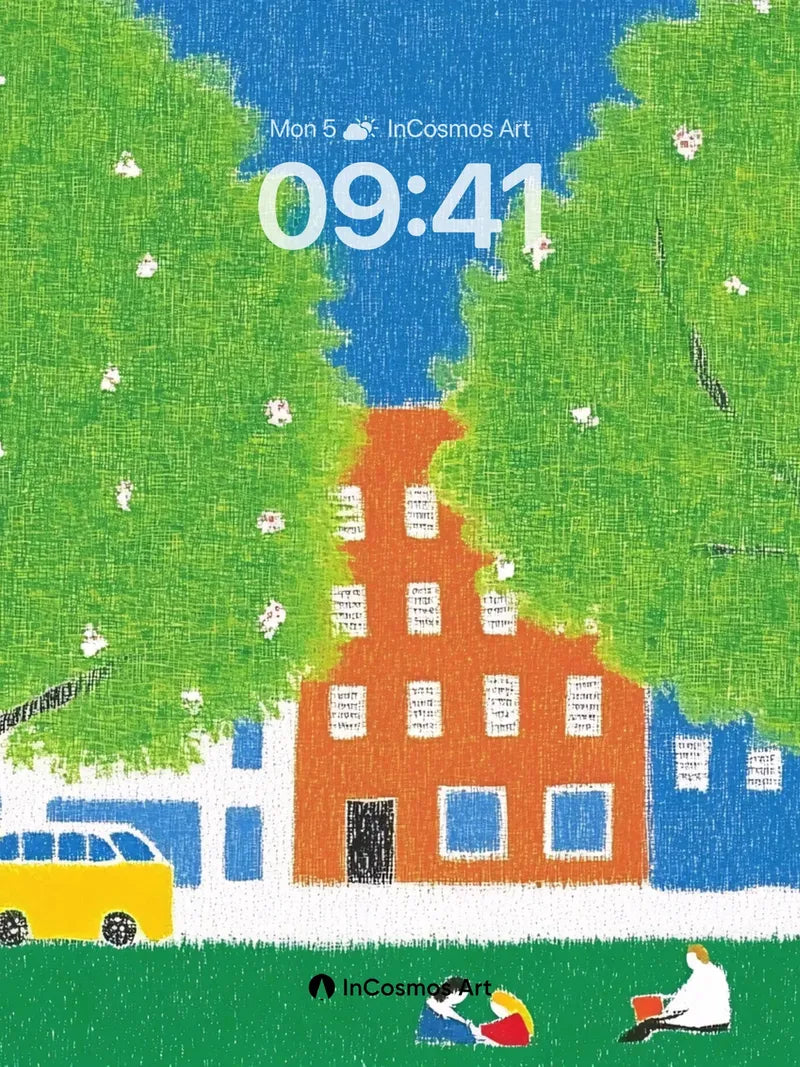 Whimsical Park Wallpaper with Storybook Trees