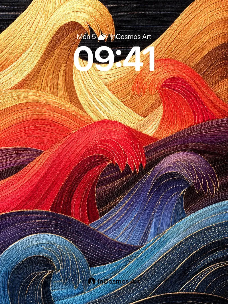 Ember Wave Wallpaper with Threaded Light