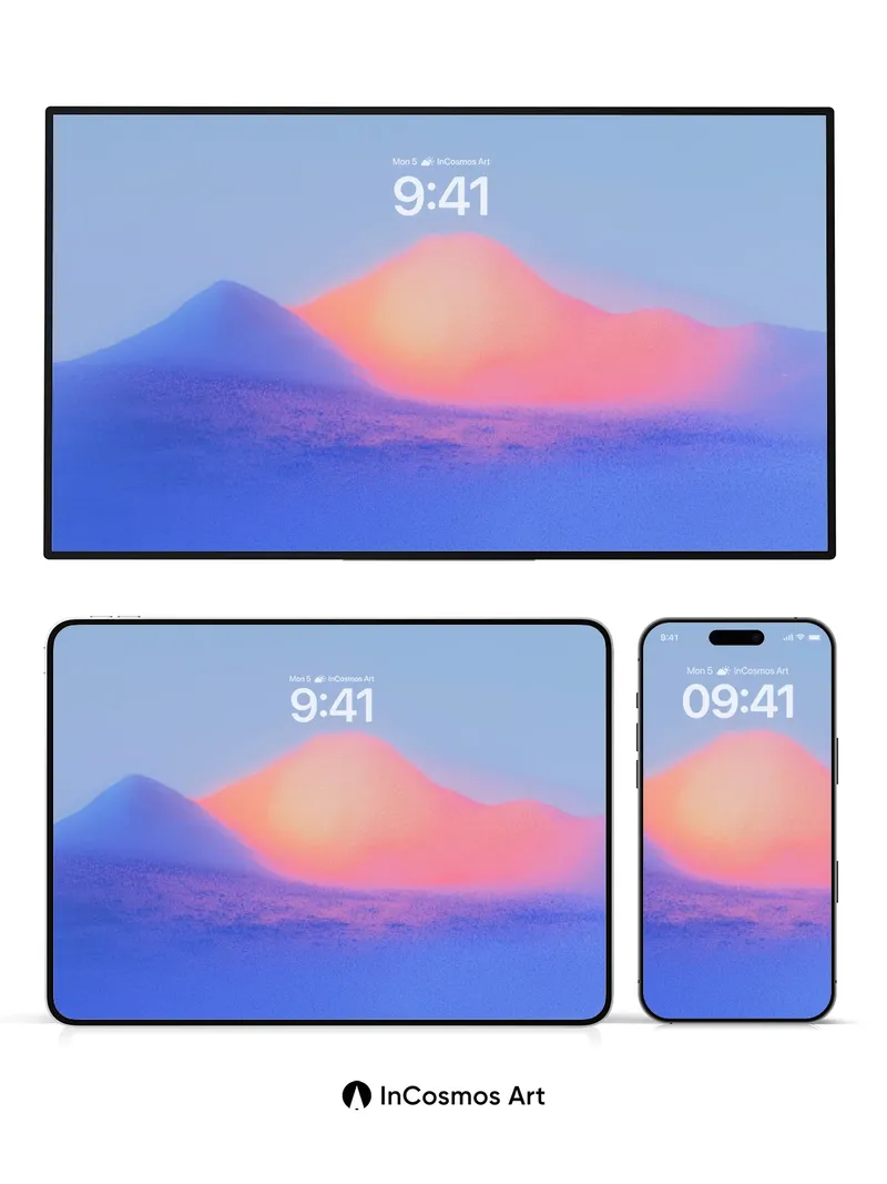 Serene Gradient Wallpaper with Floating Light Peaks