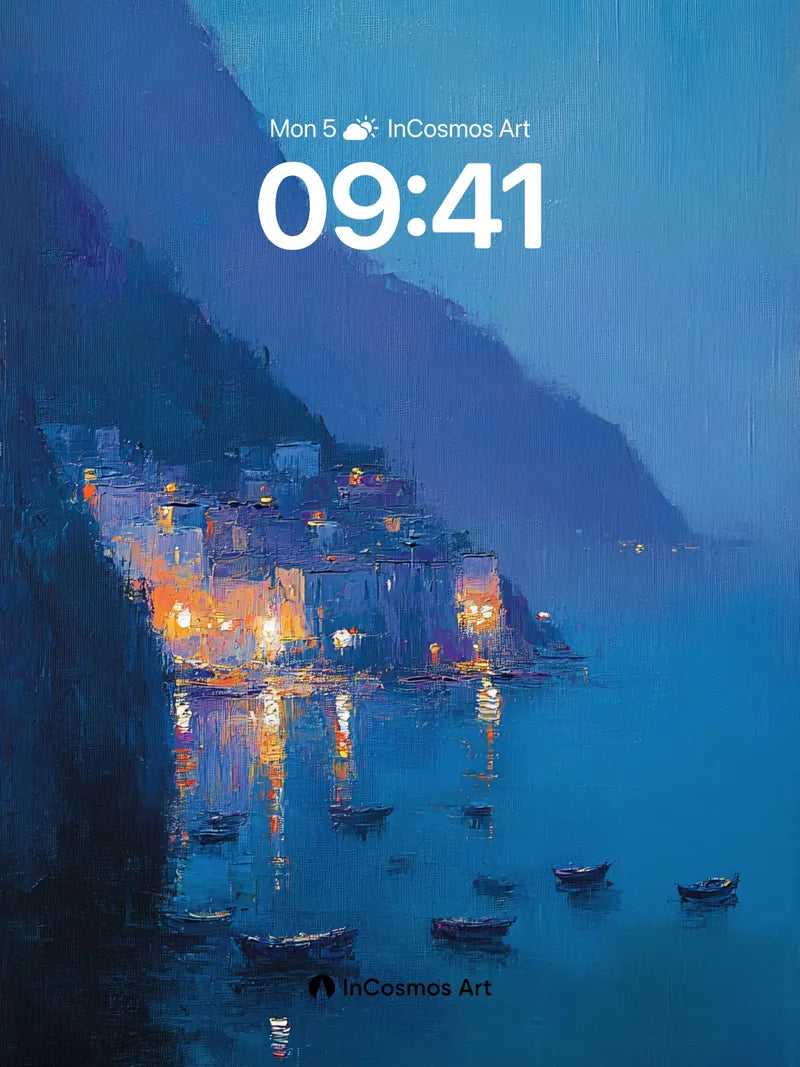 Midnight Harbor Wallpaper with Glowing Reflections wallpaper for iPhone, iPad & Mac