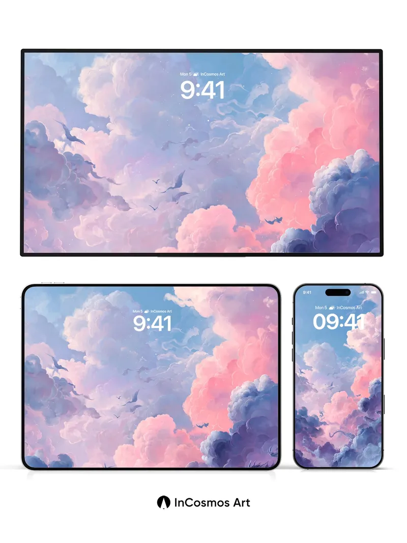 Serene Sky Dragon Wallpaper with Ethereal Clouds