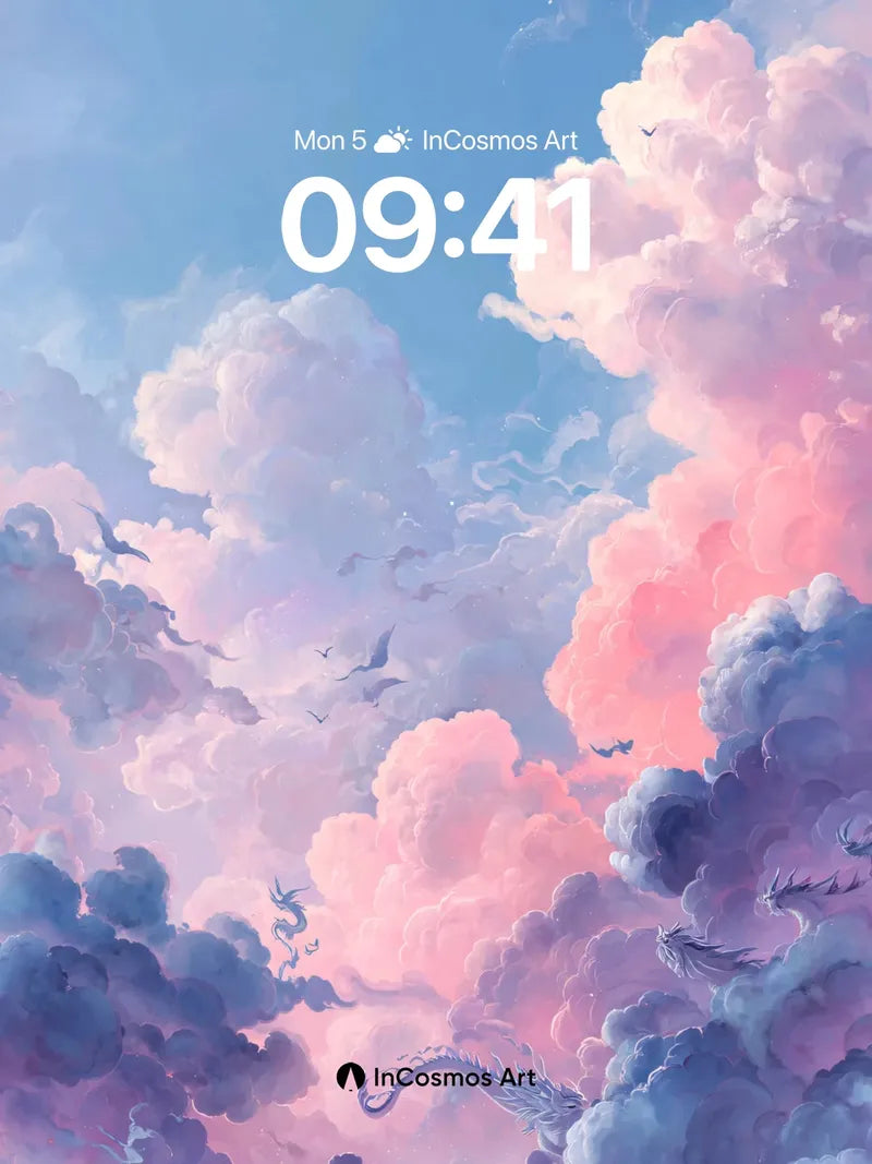 Serene Sky Dragon Wallpaper with Ethereal Clouds