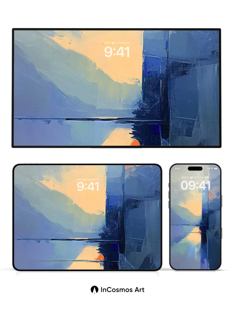 Calm Horizon Wallpaper with Reflective Geometry