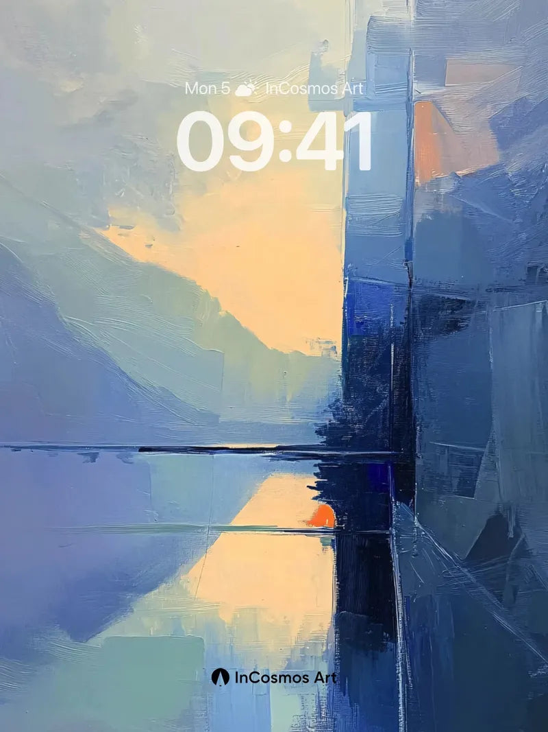 Calm Horizon Wallpaper with Reflective Geometry