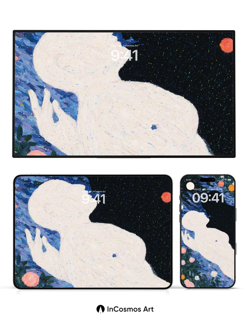 Luminous Embrace Wallpaper with Celestial Bloom