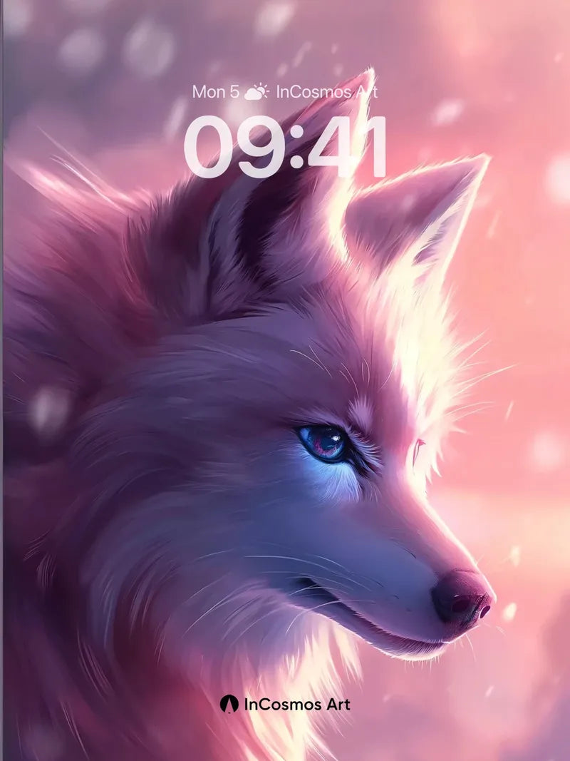 Luminous Frost Wolf Wallpaper with Ethereal Gaze